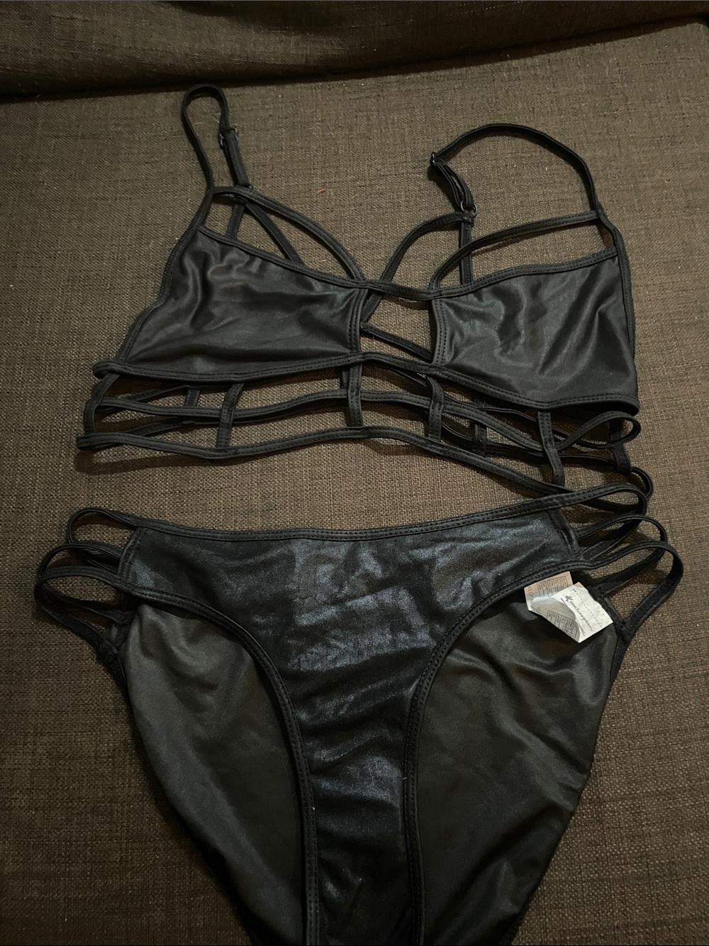 One Teaspoon Black Strappy Cut-Out Bikini